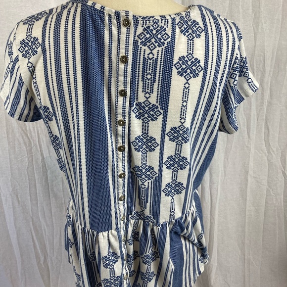 Printed blue and white flare shirt - Picture 2 of 2
